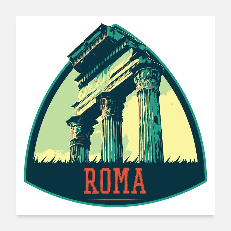 Illustration de Ruines Antiques à Rome Poster 60 x 60 cm