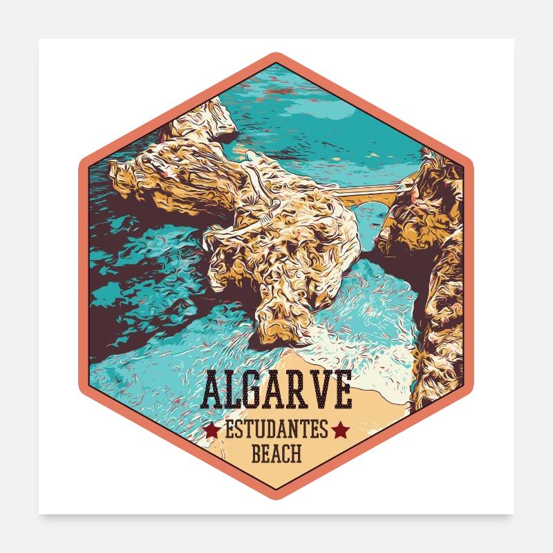Plage Estudantes près de Lagos, Algarve Poster 60 x 60 cm