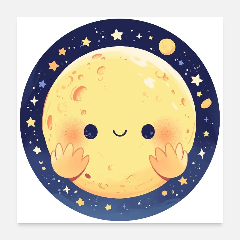 La Lune qui sourit Poster 60 x 60 cm