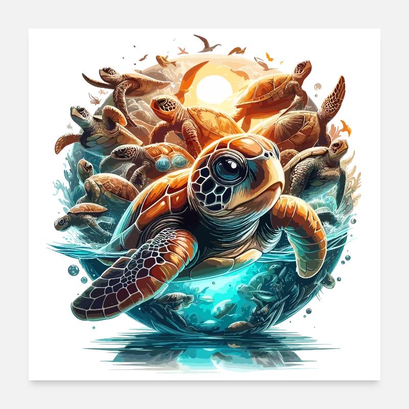 Schildkröten Welt Wunder Schildkröte Geschenk Poster 60x60 cm