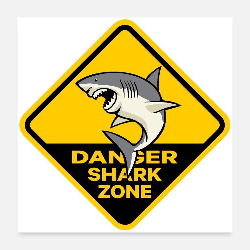 Danger Shark Zone Poster 24" x 24" (60x60 cm)
