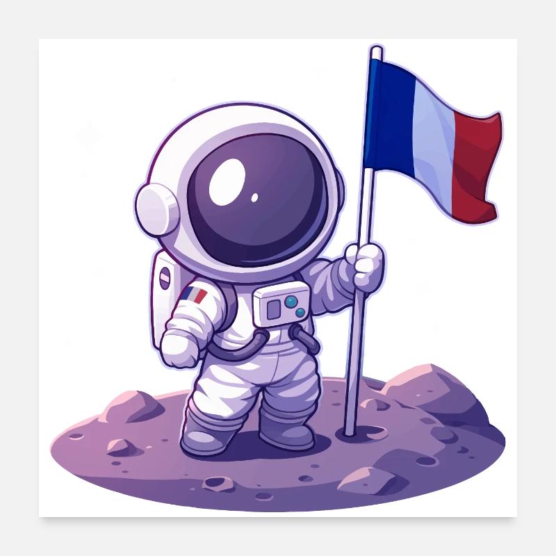 Astronaute Français - Poster 60 x 60 cm - blanc