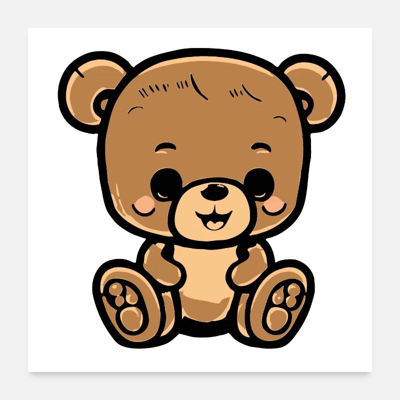 Cuddly Teddy Sitting Brown Bear Poster 24" x 24" (60x60 cm)