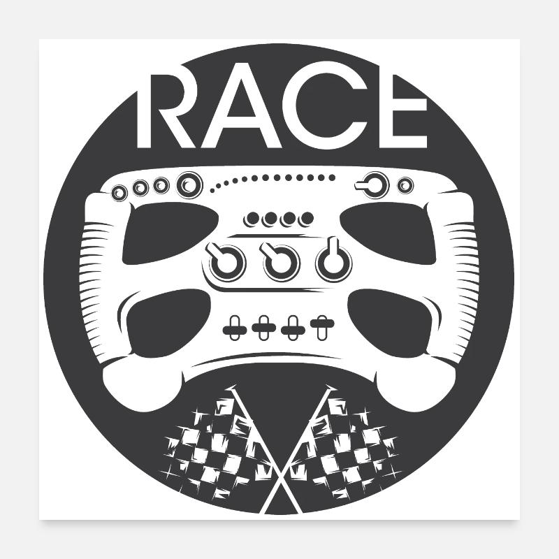 Race Steering Wheel Formula Auto Racing Cup Racing Poster 24" x 24" (60x60 cm)