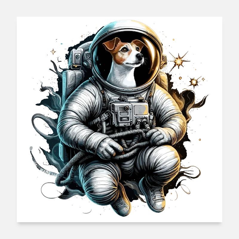 Astronaut Jack Russell Terrier Geschenk Poster 60x60 cm