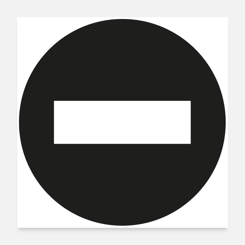 Minus Symbol - Poster 60x60 cm - Weiß