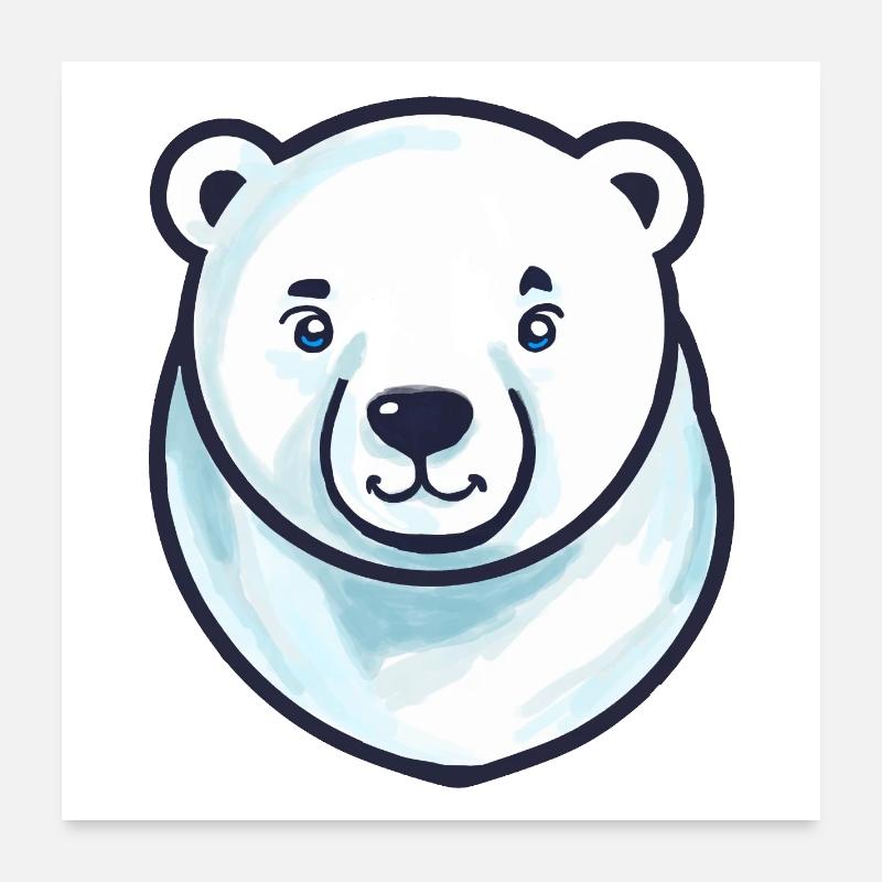 Polar Bear Head (comic) Poster 24" x 24" (60x60 cm)