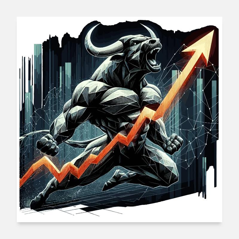 Finance Actions Taureau Wall Street Cadeau Poster 60 x 60 cm