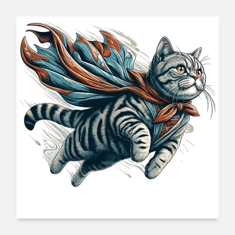 Super Katze Britisch Kurzhaar BKH getigert Poster 60x60 cm