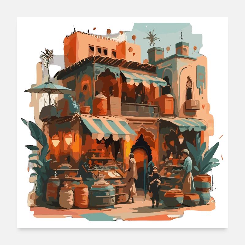 Atmosphère : marché marocain Poster 60 x 60 cm