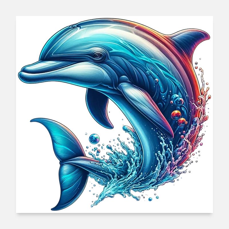 Dolphin Poster 24" x 24" (60x60 cm)