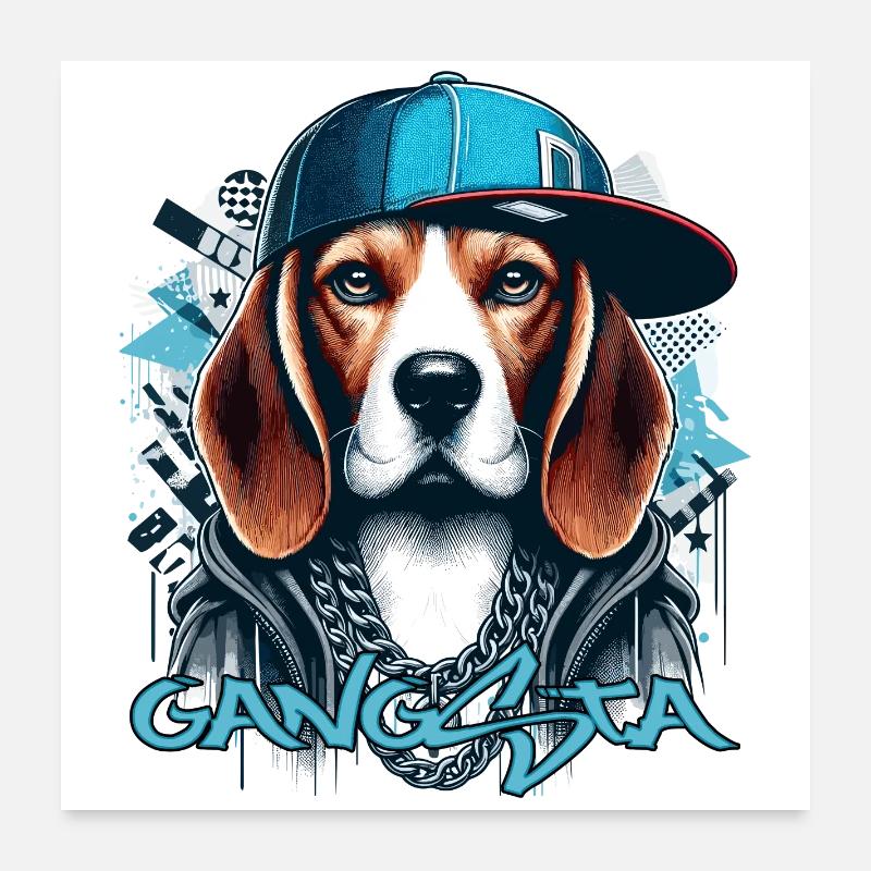 Beagle Gangsta Hund Cappy Geschenk Poster 60x60 cm