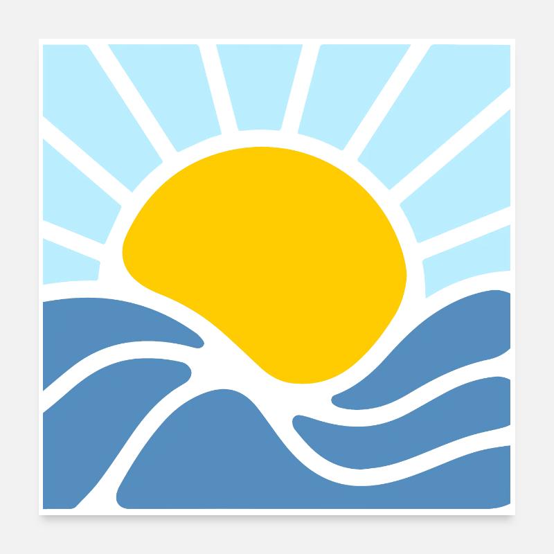 Soleil, été et mer - Poster 60 x 60 cm - blanc