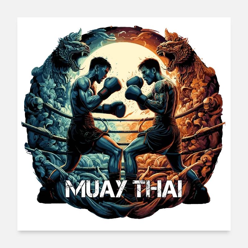 Cadeau de boxe Muay Thai Thai boxe kickboxing Poster 60 x 60 cm