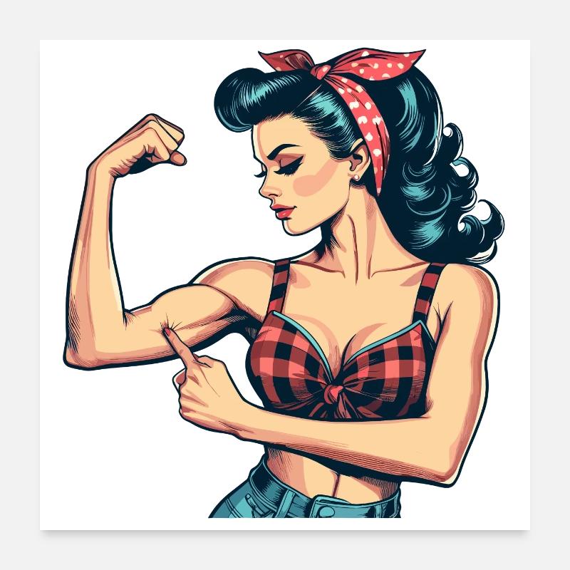 Strength strong woman rockabilly biceps gift Poster 24" x 24" (60x60 cm)