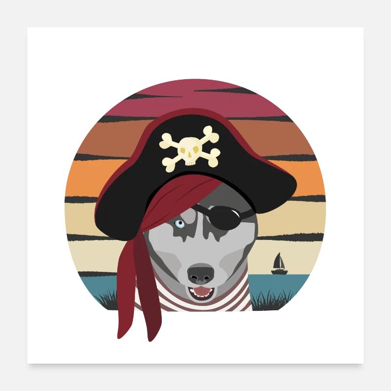 Chien pirate Poster 60 x 60 cm