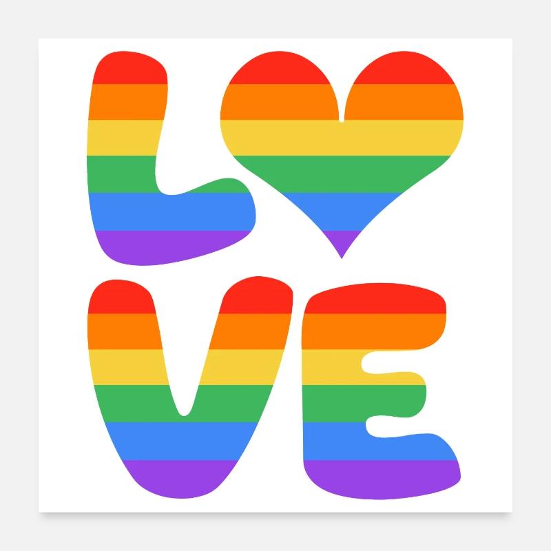 Conception de cœurs arc-en-ciel Poster 60 x 60 cm