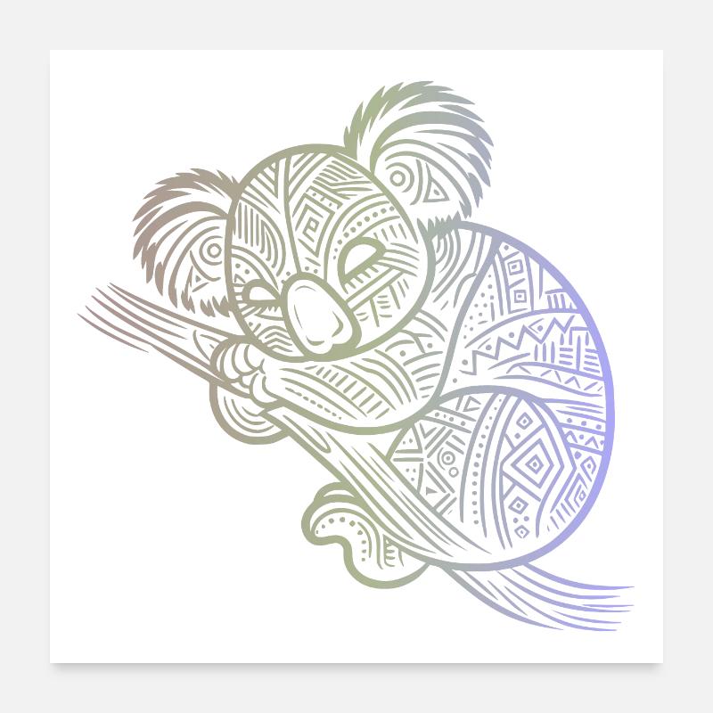 koala in aboriginal patterns, tribal Poster 24" x 24" (60x60 cm)