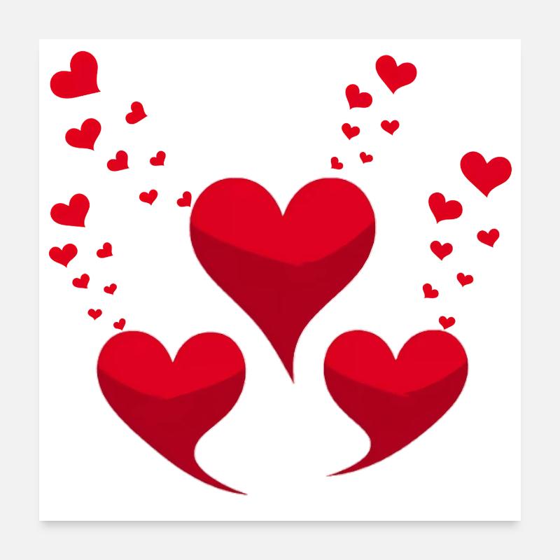Red hearts - Poster 24" x 24" (60x60 cm) - white
