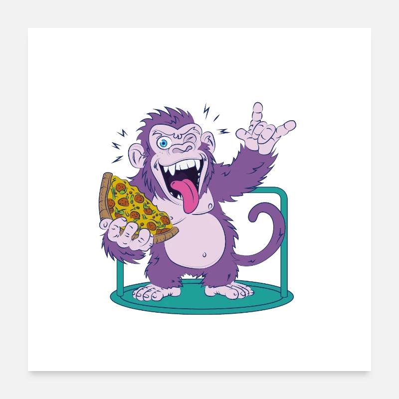 Pizza: Monkey makes it better! - Poster 24" x 24" (60x60 cm) - white