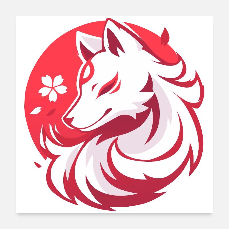 Asian Style White Fox Poster 24" x 24" (60x60 cm)