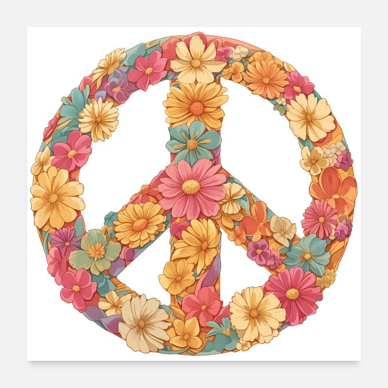 Fleure love and peace Poster 60 x 60 cm