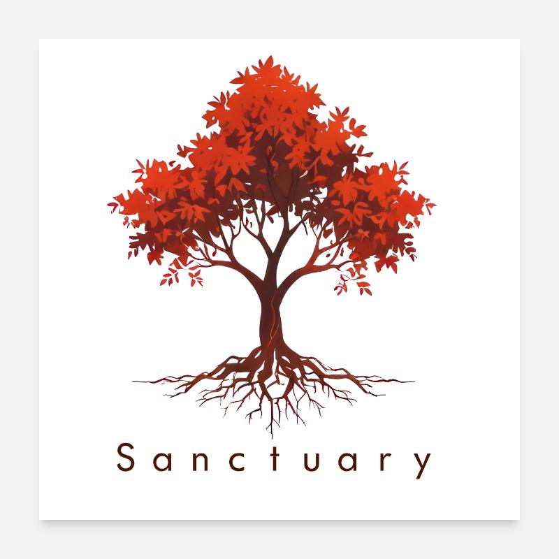 Arbre d’invocation aux couleurs d’automne Poster 60 x 60 cm