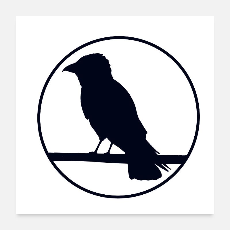 Crow on a branch Poster 24" x 24" (60x60 cm)