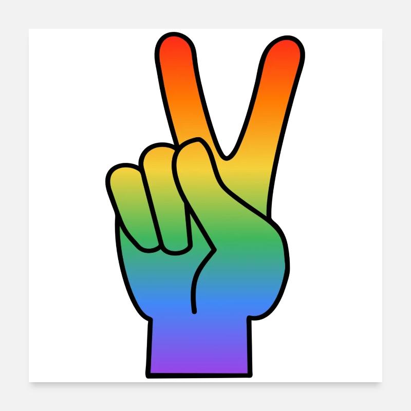 Rainbow Peace Sign Poster 24" x 24" (60x60 cm)