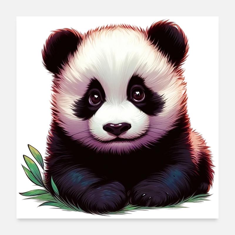 Panda - Poster 60x60 cm - Weiß