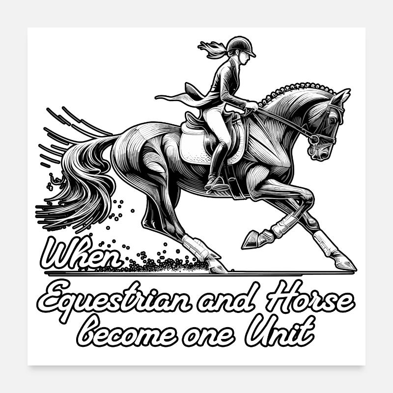 Cadeau d’unité de cheval de cavalier Poster 60 x 60 cm