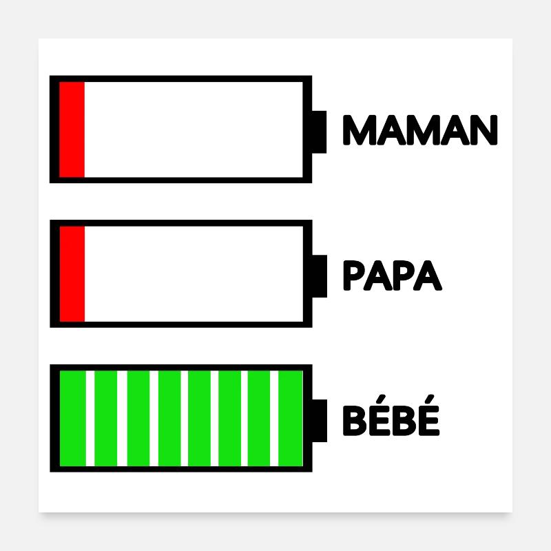 MAMAN PAPA BÉBÉ Poster 60 x 60 cm