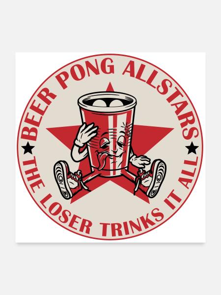 Beer Pong Allstars | Les couleurs peuvent être modifiées - Poster 60 x 60 cm - blanc - Devant