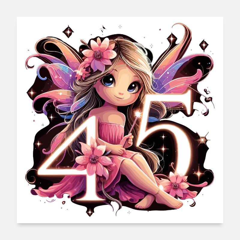 45 Jahre Fee Elfe Geburtstag Jubiläum Geschenk Poster 60x60 cm