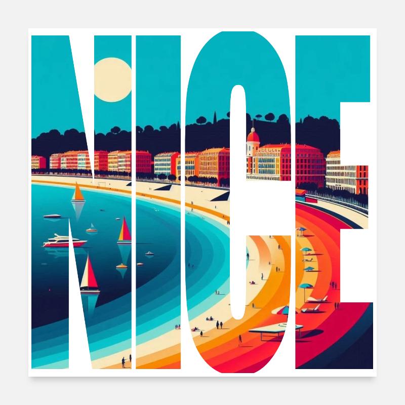 Nice Riviera Arc en Couleurs Poster 60 x 60 cm