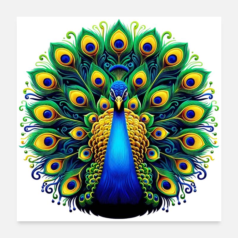 Paon - Poster 60 x 60 cm - blanc