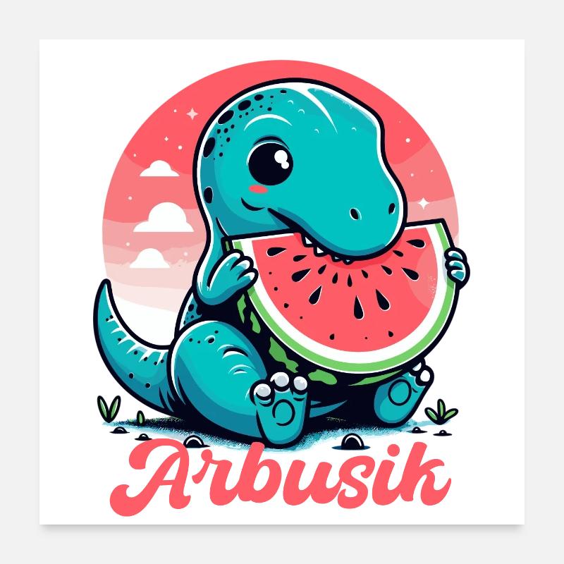 Mignon T-Rex Pastèque Arbusik Cadeau Poster 60 x 60 cm