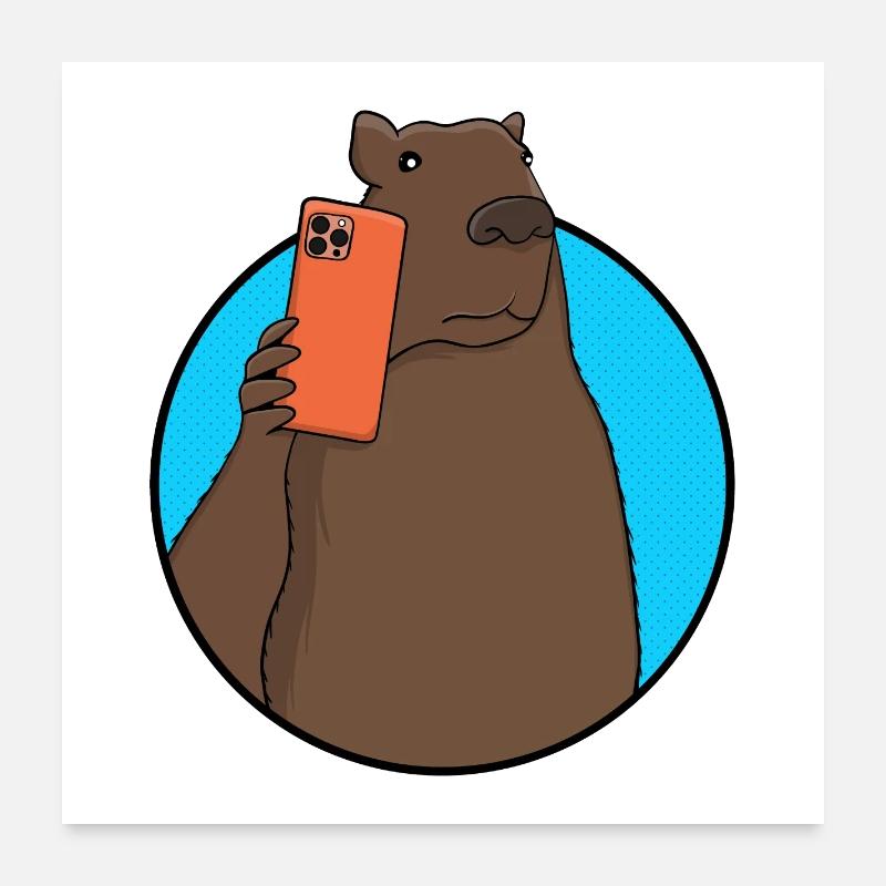 Influenceur des médias sociaux Capybara - Poster 60 x 60 cm - blanc