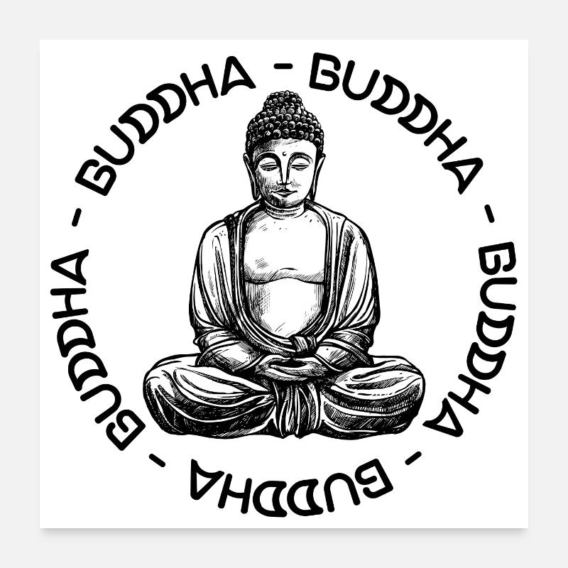 Buddha - Buddha - Buddha Liebe - Poster 60x60 cm - Weiß