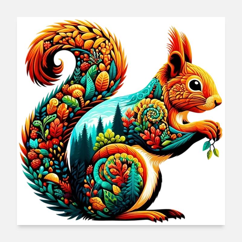 Écureuil Poster 60 x 60 cm