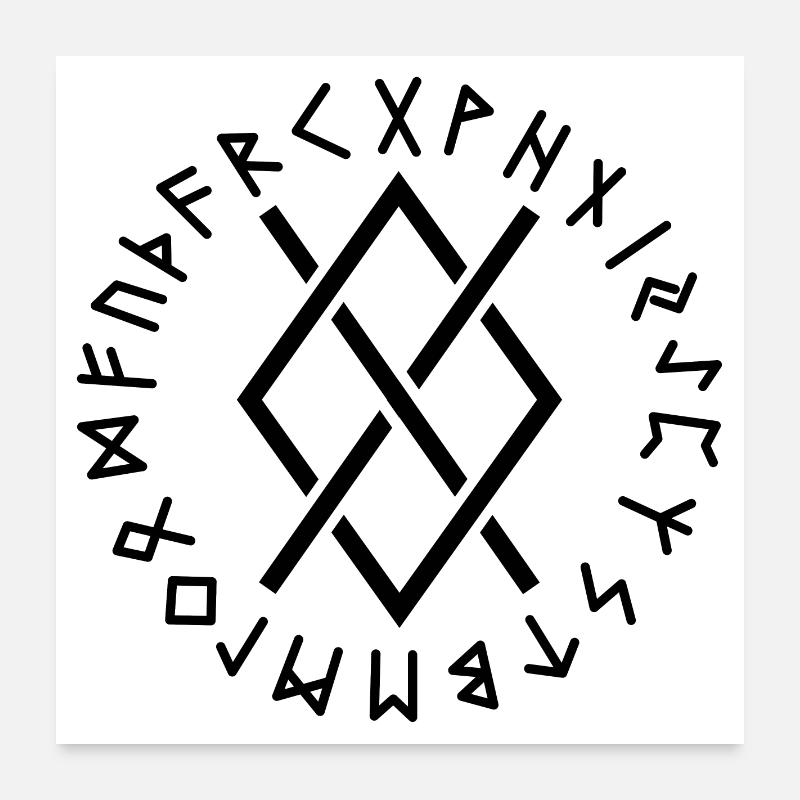 Gungnir-Runen schwarz Poster 60x60 cm
