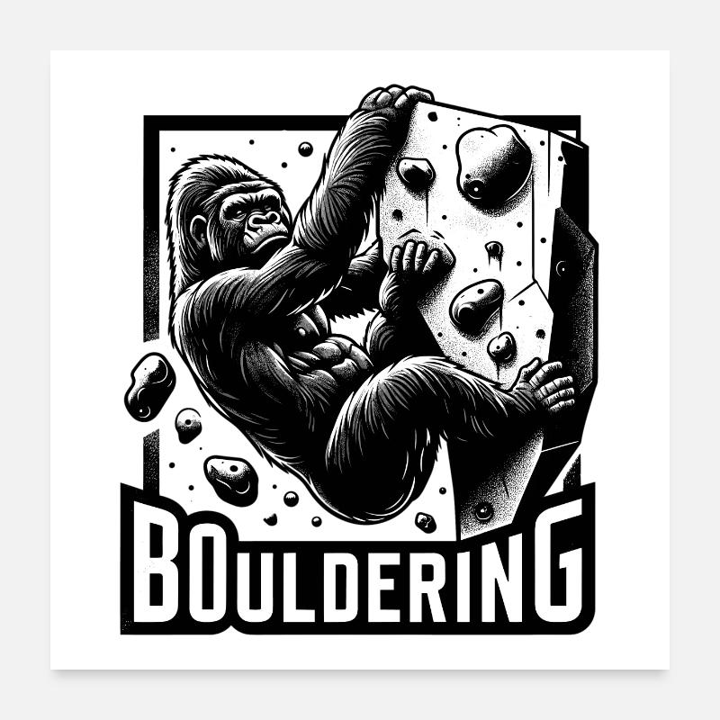 Bouldering Gorilla Silverback Gift Poster 24" x 24" (60x60 cm)