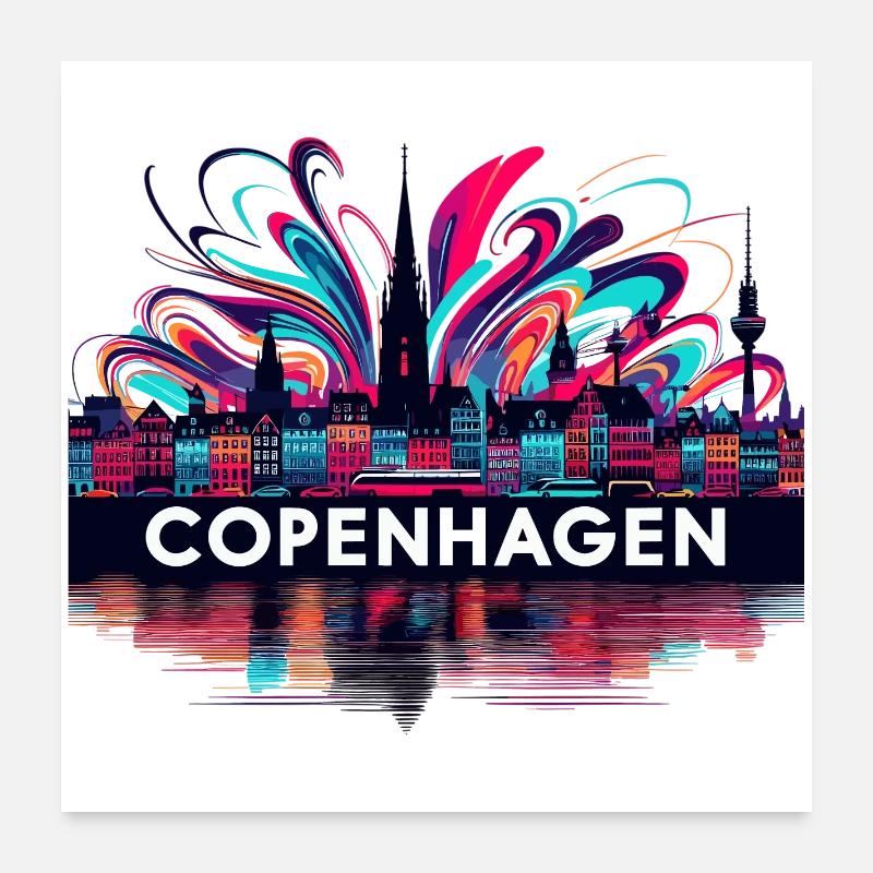Copenhague Capitale Danemark Cadeau Poster 60 x 60 cm