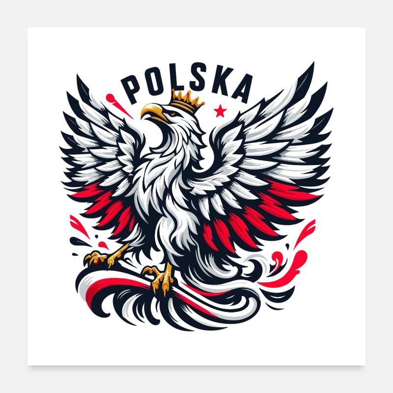 Poland Polska Polish Red White Eagle Crown Gift - Poster 24" x 24" (60x60 cm) - white