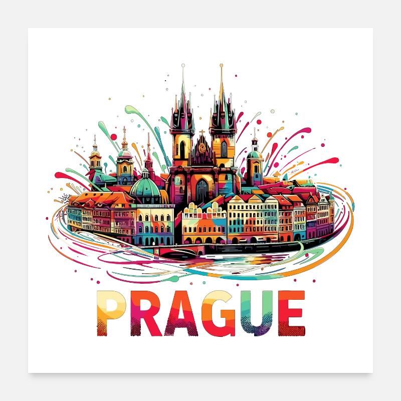 Prague Capitale République tchèque Cadeau Poster 60 x 60 cm