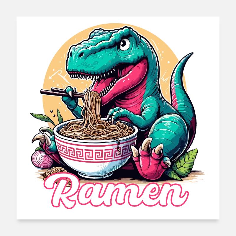 Süßer T-Rex Ramen Dinosaurier Geschenk Poster 60x60 cm
