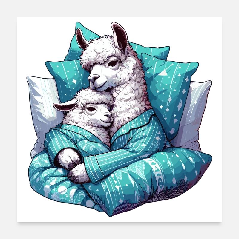 Kuscheln Lama Lamas Geschenk Poster 60x60 cm
