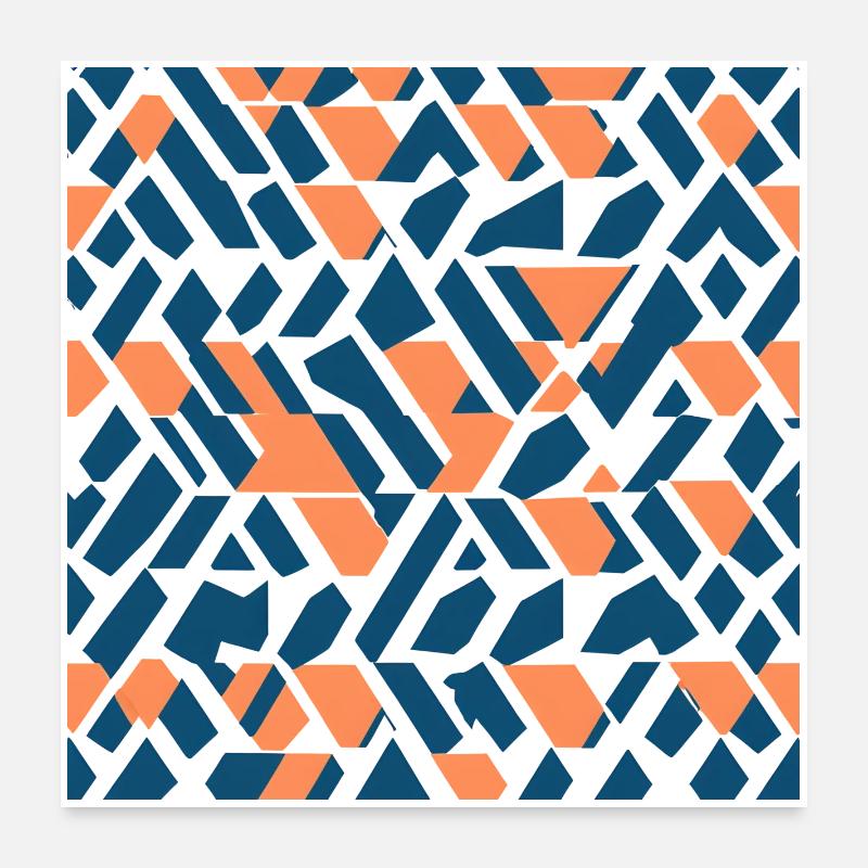 Dream Patterns 5 Coral Navy Abstract Dream Pattern Poster 24" x 24" (60x60 cm)