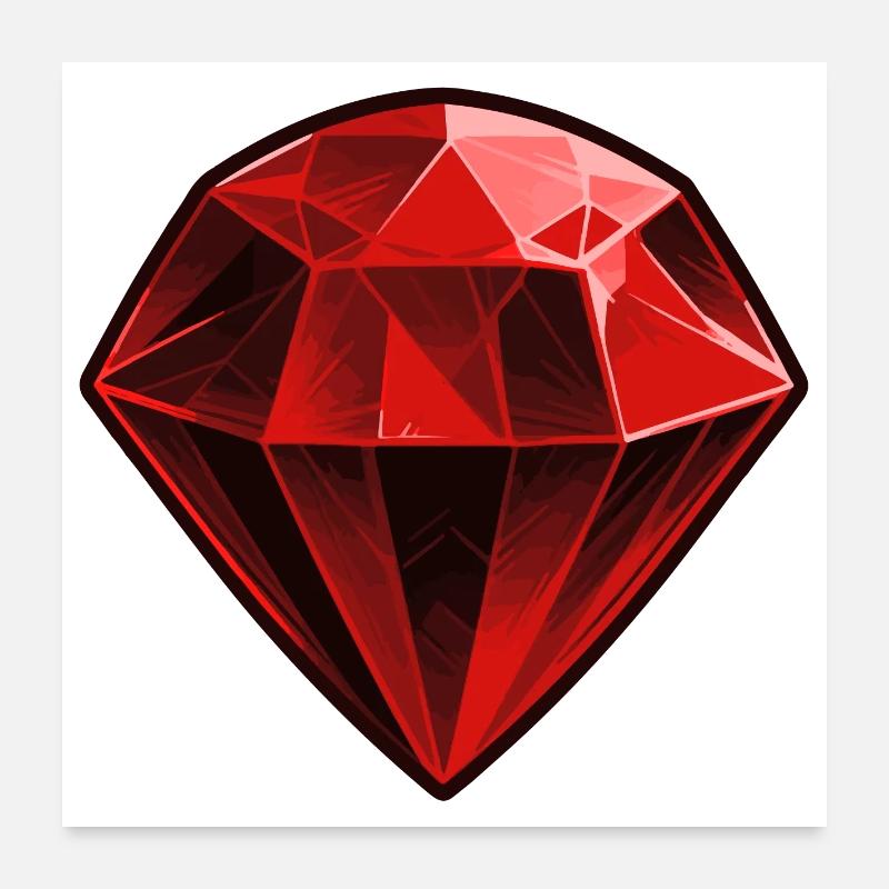 Précieuse pierre précieuse de rubis rouge Poster 60 x 60 cm