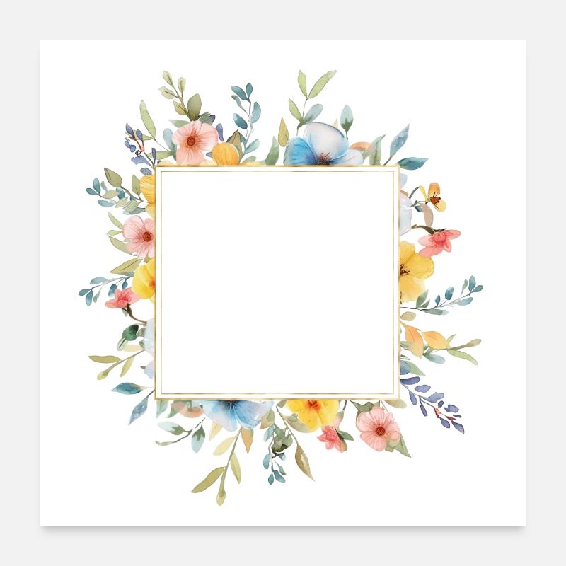 Blumen-Design, eckig, personalisierbar Poster 60x60 cm